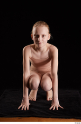 Whole Body Woman Underwear Slim Kneeling Studio photo references